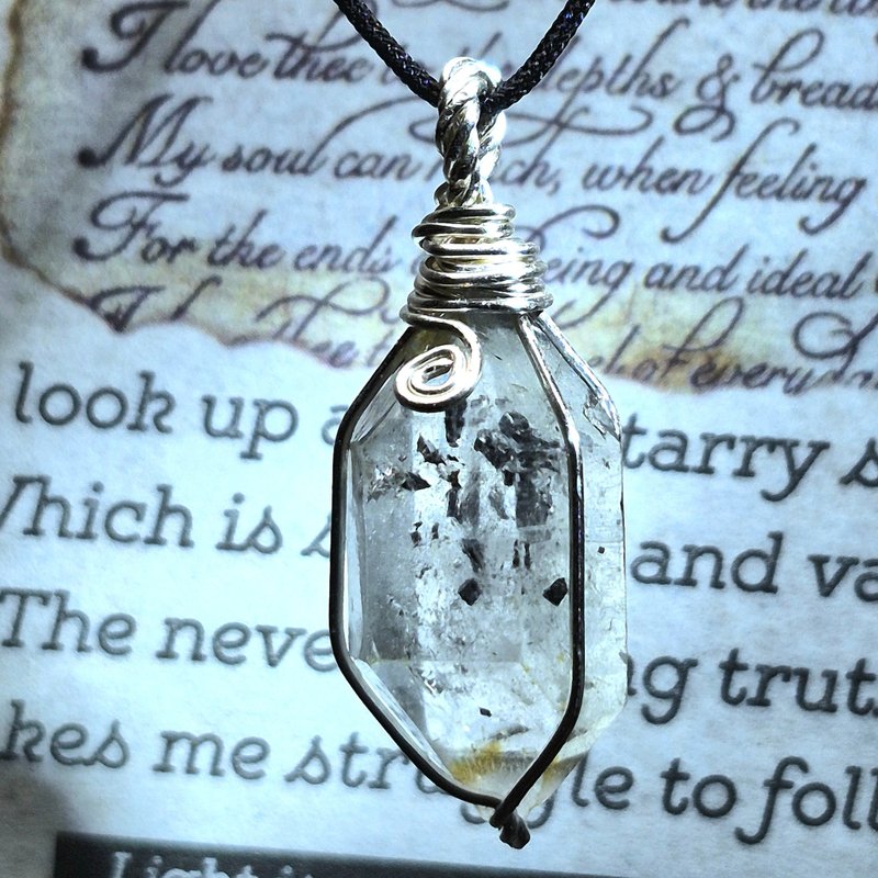 •塵埃閃光• 閃靈水晶 原礦繞線吊墜 - 項鍊 - 水晶 透明