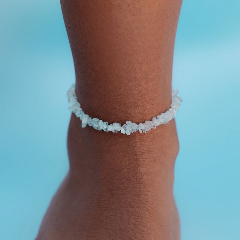 Pura Vida American Handmade AQUAMARINE OCEAN Charity Series Aquamarine Anklet - Bracelets - Cotton & Hemp Blue