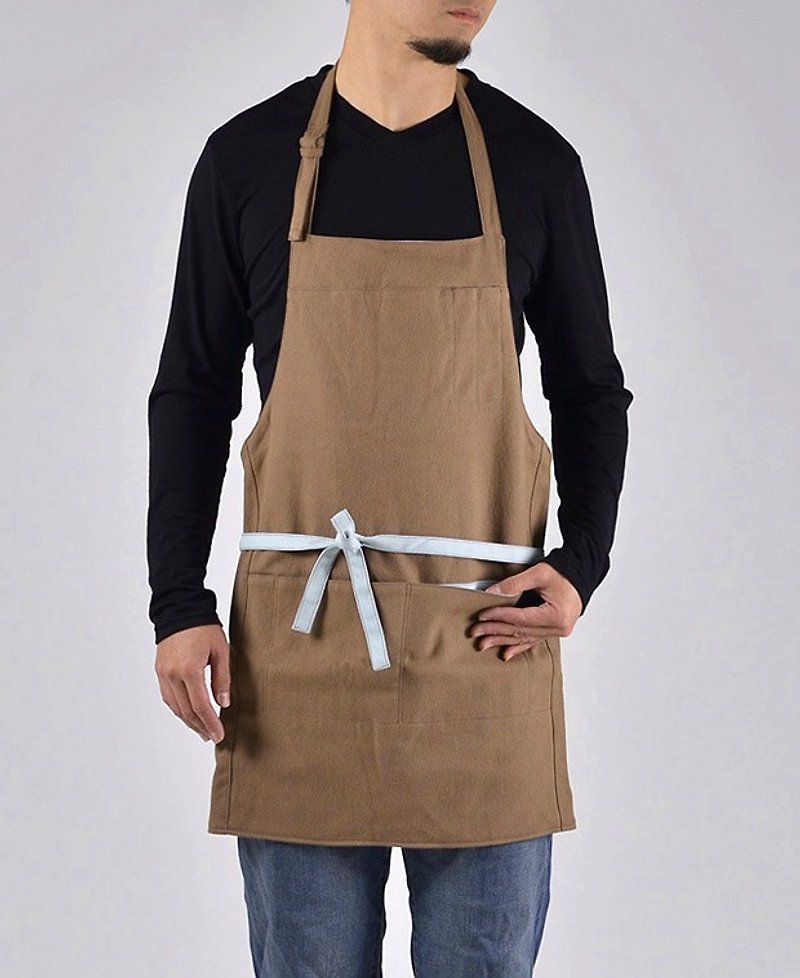 Fashion work apron - brown - ผ้ากันเปื้อน - ผ้าฝ้าย/ผ้าลินิน สีนำ้ตาล