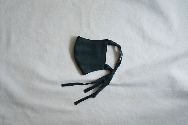 ユニセックスマスク| 2色包帯マスク|パイングリーンxジェットブラック - マスク - コットン・麻 グリーン