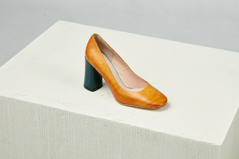 HTHREE 8.5 High Heels / Silk Flower / High Heels / 8.5 Pumps - High Heels - Genuine Leather Orange