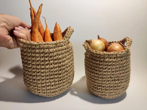 Happy Bag Basket storage for kitchen Crochet jute fruit basket potato storage Eco home