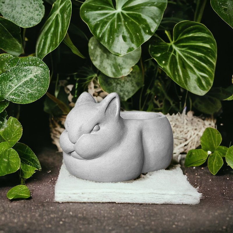 Angry Bunny Cement Potted Plant - Plants - Cement Green