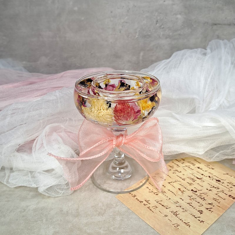 茶蠟燭台 乾花燭台  婚禮裝飾 母親節  姊妹禮物 紀念品 情人節 - 香氛蠟燭/燭台 - 蠟 粉紅色