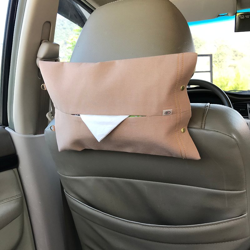 Two-purpose car tissue cover/milk tea color canvas tissue cover - Tissue Boxes - Cotton & Hemp Khaki
