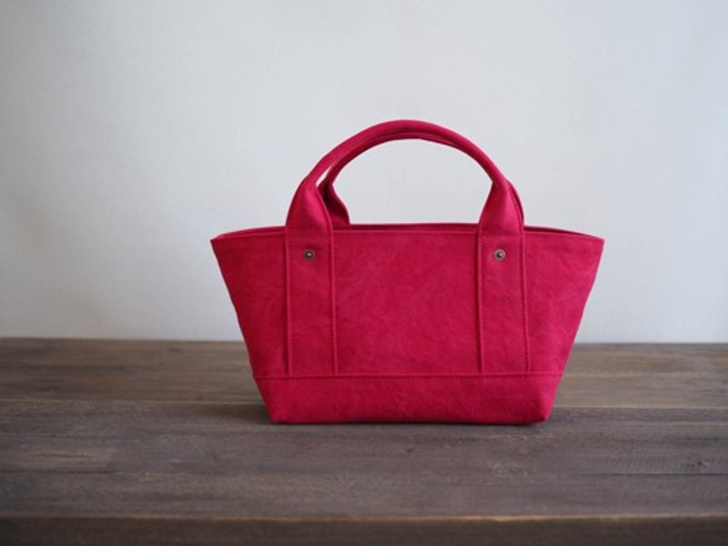 Made-to-order [ARMY DUCK] Tote bag with lid S Red - Handbags & Totes - Cotton & Hemp Red