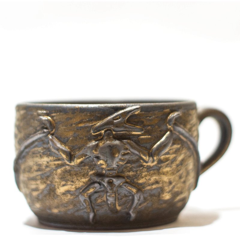 Embossed Pterosaur Bowl - ถ้วยชาม - ดินเผา สีทอง