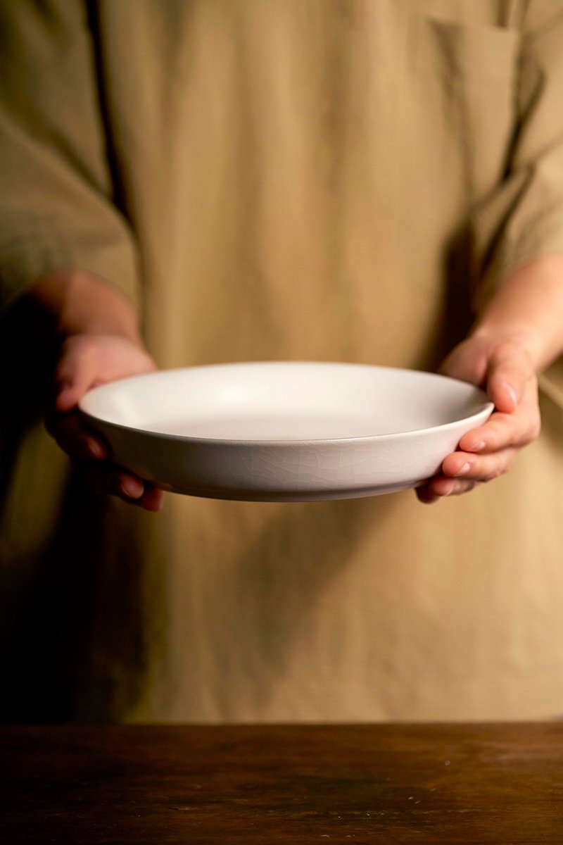 Ru Kiln Bisque Porcelain Plate - Plates & Trays - Pottery White