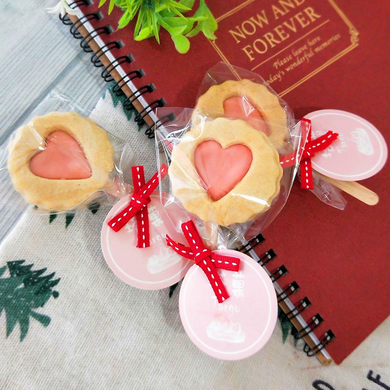 Sweet Love-Strawberry Sandwich Teaser Biscuit Lollipop (20 pcs) - Handmade Cookies - Fresh Ingredients 