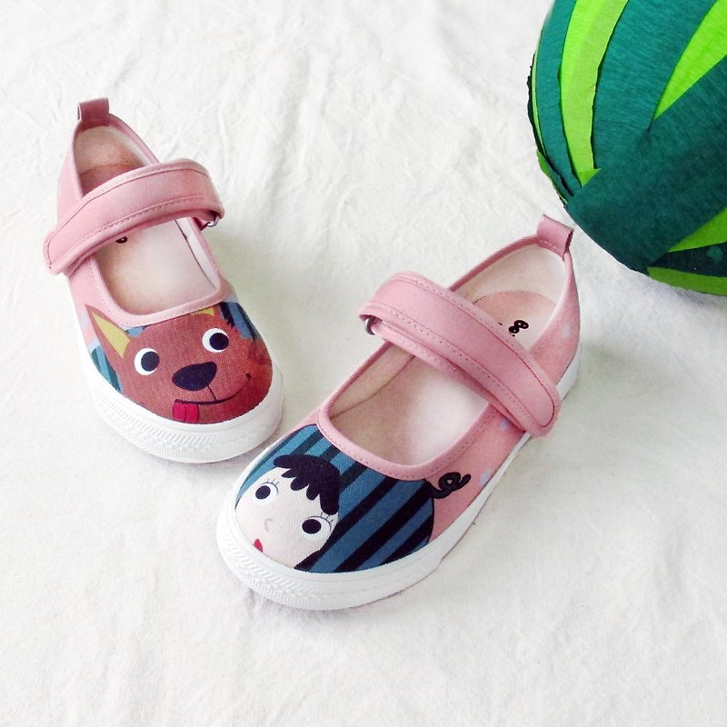 Refurbished children's watermelon doll shoes Little Red Riding Hood and the Big Bad Wolf children's shoes and free watermelon socks - Kids' Shoes - Cotton & Hemp Pink