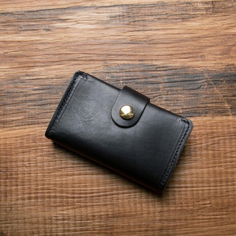 Himeji horse leather, tanned leather, coin catcher, coin case, wallet, hand-squeezed, shrink-wrapped, made in Japan, personalized, Black - กระเป๋าใส่เหรียญ - หนังแท้ สีดำ