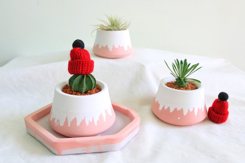 PINK Mount Fuji Cement potted wedding souvenir corporate gift - ตกแต่งต้นไม้ - ปูน สึชมพู