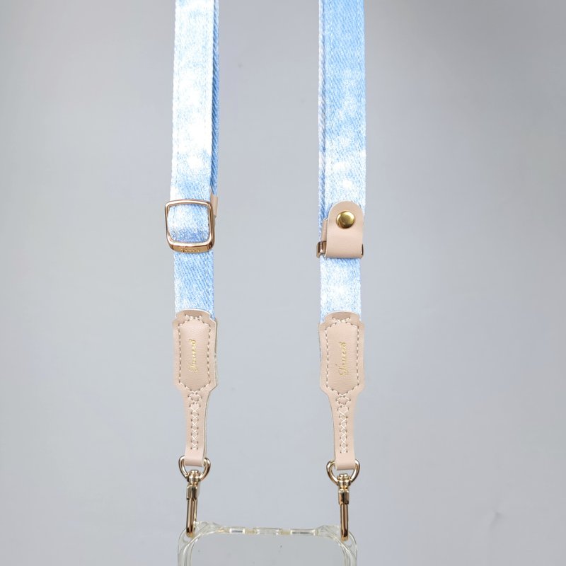 雙扣背帶-舒適1.8cm-云上-快樂多巴胺-雲朵上輕盈的手染 - 手機掛繩/背帶 - 其他材質 藍色