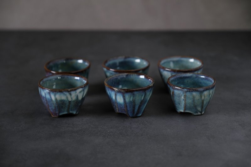 面取_綻嵐_茶杯組 6入 - 茶壺/茶杯/茶具 - 瓷 藍色