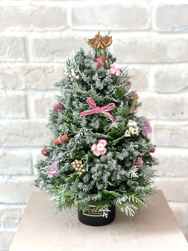 玫瑰粉 北國乾燥混合松聖誕樹 (S)-預購 12/01後依序出貨 - 乾燥花/永生花 - 植物．花 粉紅色