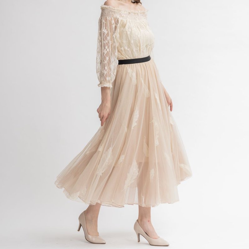 Lightly dancing, flying feathers, Phyllis gauze skirt, apricot - กระโปรง - เส้นใยสังเคราะห์ 