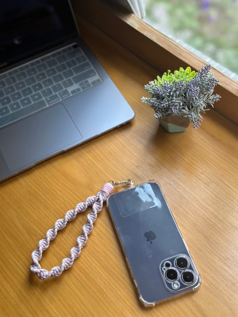 Braided Twist Phone Wrist Strap - เชือก/สายคล้อง - ผ้าฝ้าย/ผ้าลินิน สีน้ำเงิน