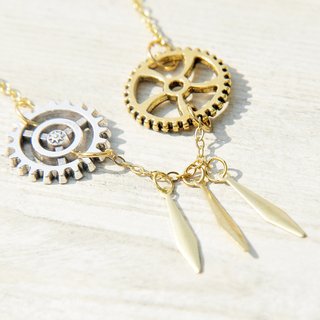 バレンタイン / 幾何学的な風 / 吹きガラスのストライプ フレンチ&lt;イエロー&gt;オッシキュラーチェーンネックレス ショートチェーンレングス チェーン - スタイル GEAR