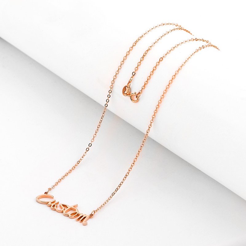 [Rose Gold] Customized Letter Necklace English Name Necklace Rose Gold Plated Exchange Gift - สร้อยคอ - โลหะ สีเงิน