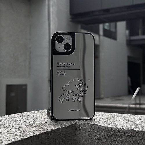 Caseonlyy 手機殼專賣店 【Hong Kong 手繪地圖系列】升級黑框防撞鏡面手機保護殼