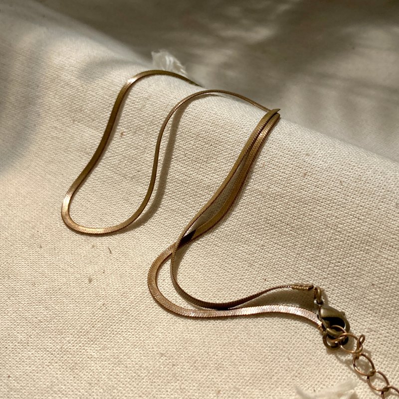 Laolin Groceries| Bronze Flat Snake Necklace - Necklaces - Copper & Brass Gold