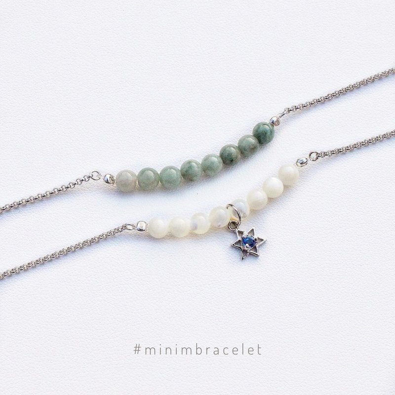 Genuine Stone bracelet according to the 5 elements #minimelement #minimbracelet - 手鍊/手環 - 純銀 