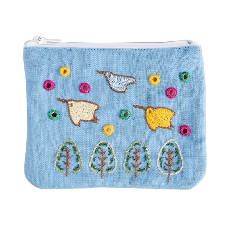 Earth tree fair trade fair trade -- mirror embroidered paper purse - กระเป๋าใส่เหรียญ - ผ้าฝ้าย/ผ้าลินิน 