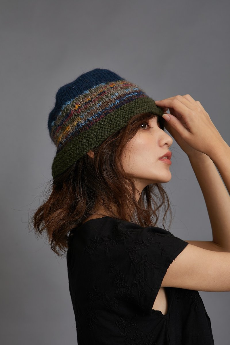 Wool knit marine color fisherman hat _ fair trade - Hats & Caps - Wool Multicolor