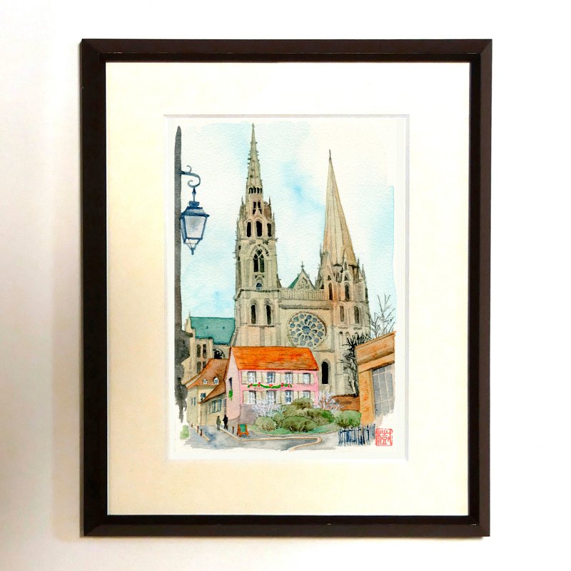 | Different twin-towered cathedrals | Watercolor/Reproduction/Framework - โปสเตอร์ - กระดาษ 