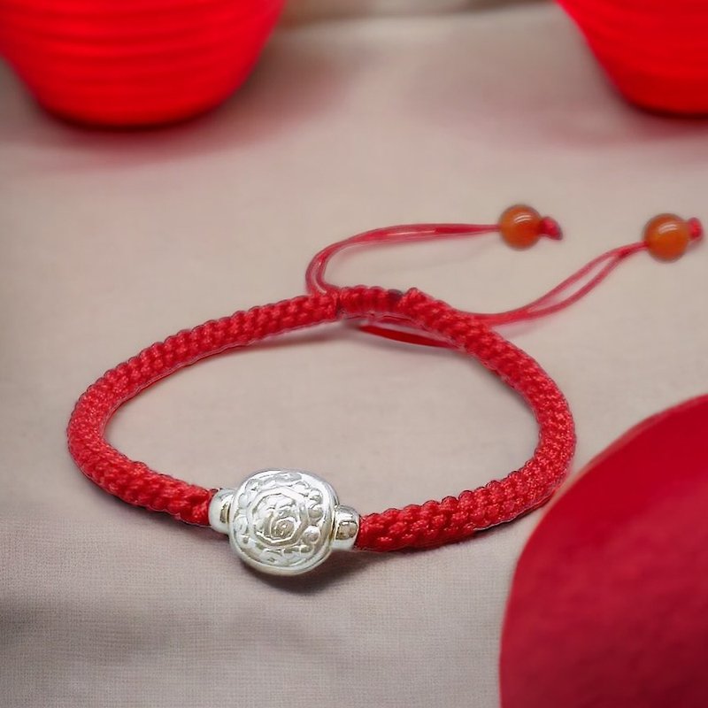 Good luck in the Year of the Dragon* Blessed Turtle sterling silver red thread bracelet, the whole family is safe, wealth, good luck, health and longevity - Bracelets - Gemstone Red
