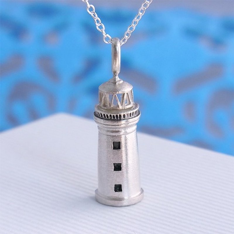 Lighthouse/ Silver pendant/sv925/40cm AJ chain - สร้อยคอ - โลหะ 