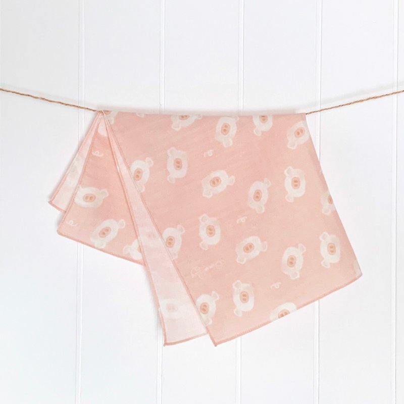 Pig head with a lot of cloth. Pink - Handkerchiefs & Pocket Squares - Cotton & Hemp 