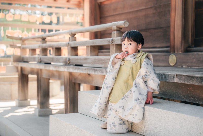 キッズ着物 振袖 日本製 kids kimono yukata yellow 幼児と子供向け 和装ドレス 七五三 浴衣 ボタニカル柄 - 男/女童禮服 - 棉．麻 黃色