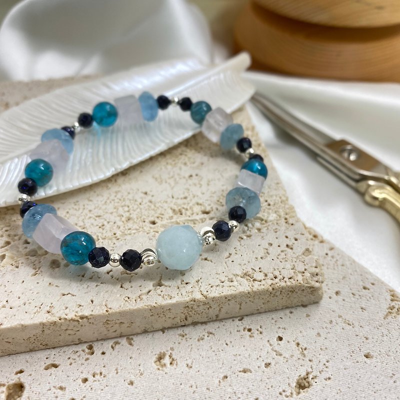 New Viva! Aquamarine Lin gray Stone lavender amethyst crystal bracelet original blue sand Stone - Bracelets - Semi-Precious Stones Blue