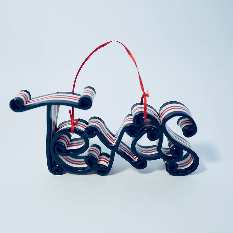 TEXAS text Christmas charm - Charms - Pottery Blue