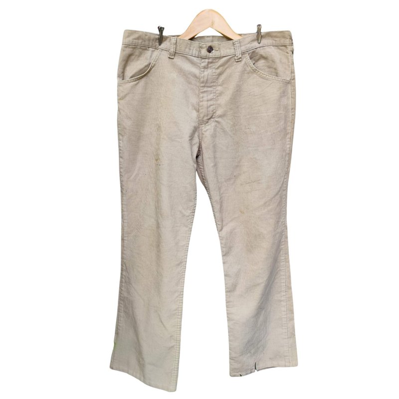 Vintage Roebucks Corduroy Pants – Khaki Wide-Wale, Made in USA - 男長褲/休閒褲 - 棉．麻 咖啡色