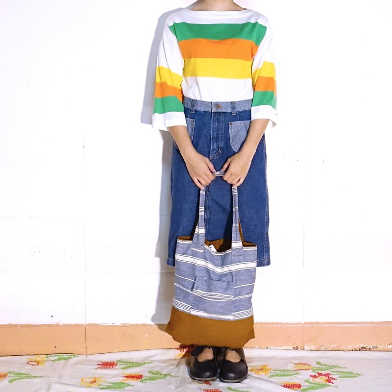 BajuTua / vintage / 70's tricolor rough striped casual sweater - เสื้อผู้หญิง - วัสดุอื่นๆ หลากหลายสี