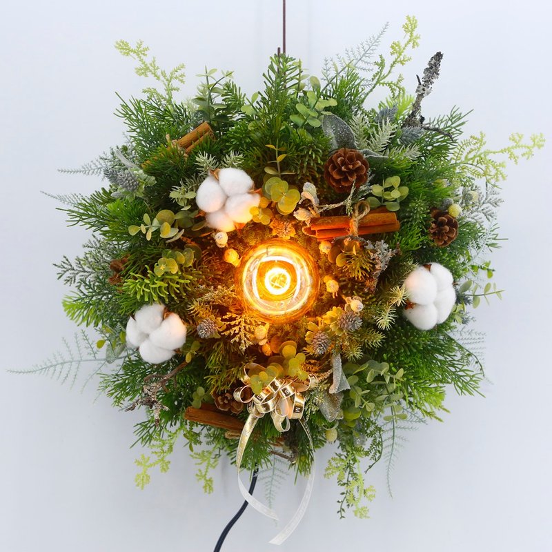 Nobel Pine Wreath Lighting | Wall Decoration | Table Lamp/Super Realistic Planting/Decoration/Party/Festival - ตกแต่งต้นไม้ - วัสดุอื่นๆ หลากหลายสี