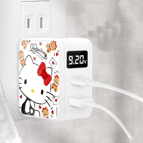 永橙.GARMMA-三麗鷗/LINE FRIENDS/蠟筆小新正式授權商 GARMMA Hello Kitty Type-C & USB PD雙孔造型充電器 甜蜜好朋友
