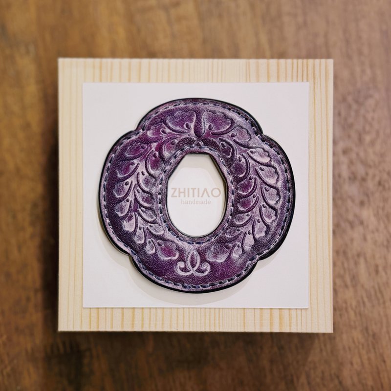 原創手工製作牛皮劍道木刀鐔 隱秘之境 霧蠟紫 木刀鍔 Tsuba - 運動配件 - 真皮 紫色
