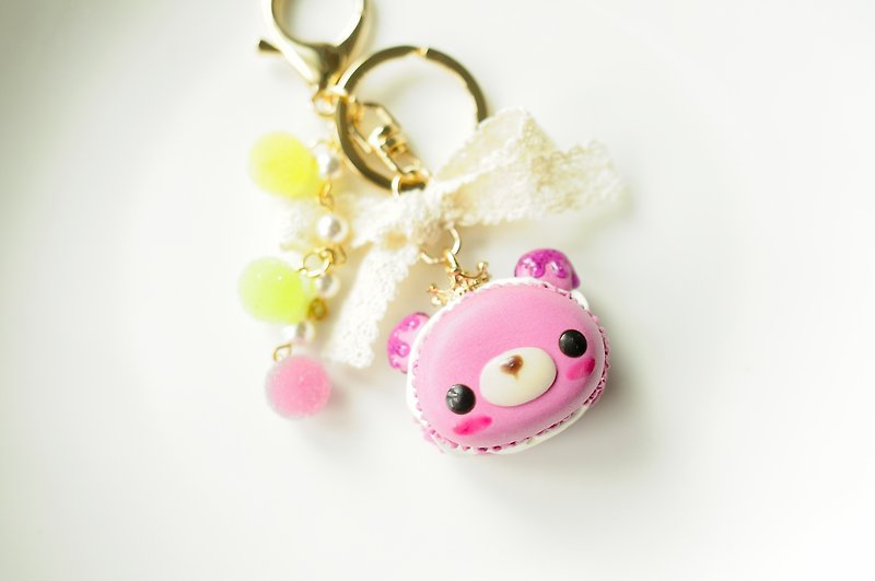 Sweet Dream☆Crown Peach Bear Macaron/Candy Bag Ornament - ที่ห้อยกุญแจ - ดินเหนียว สีแดง