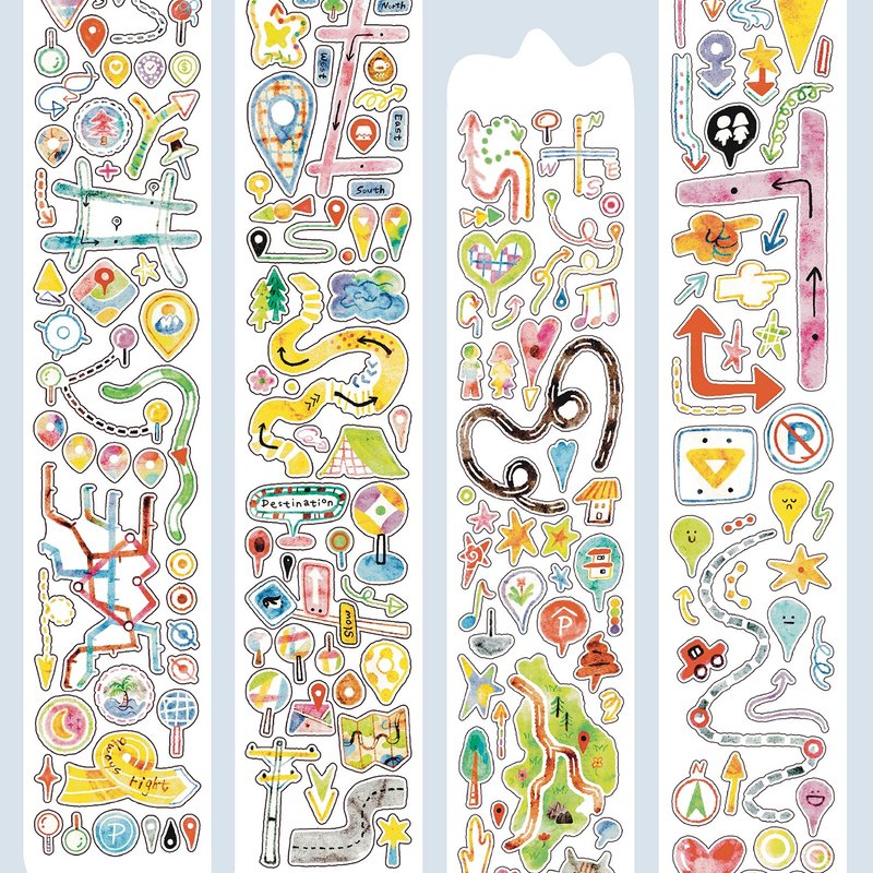 【膠帶】下一站 路標索引 PET 和紙膠帶 5米卷 (kiss-cut) - 紙膠帶/和紙/PET - 紙 多色