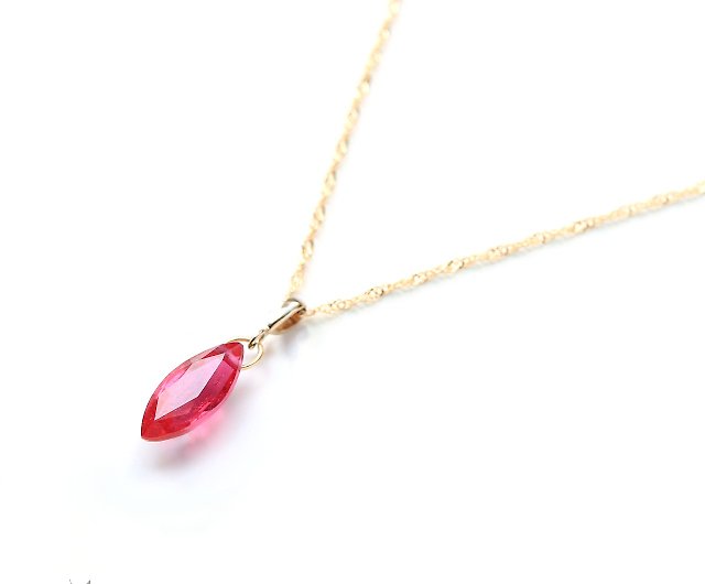 K10 Ruby (Marquise Shape) Necklace Charm ~BOURGEON~ (Chain set