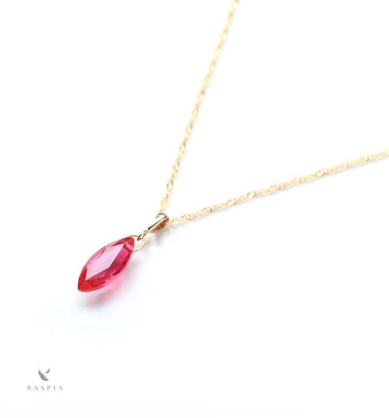 K10 Ruby (Marquise Shape) Necklace Charm ~BOURGEON~ (Chain set available) - สร้อยคอ - เครื่องเพชรพลอย สีแดง