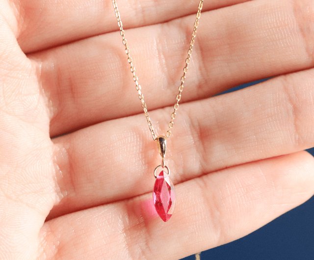 K10 Ruby (Marquise Shape) Necklace Charm ~BOURGEON~ (Chain set