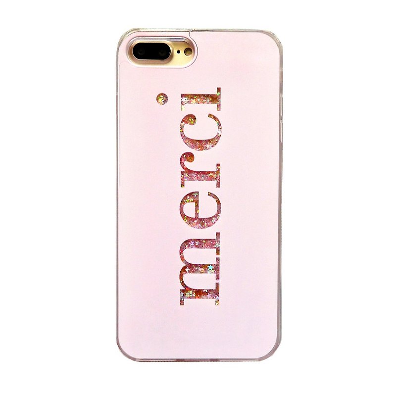 merci pink shiny phone case - เคส/ซองมือถือ - วัสดุอื่นๆ สึชมพู