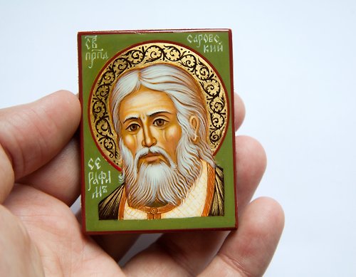 Orthodox small icons hand painted orthodox wood icon Saint Venerable Seraphim of Sarov Wonderworker
