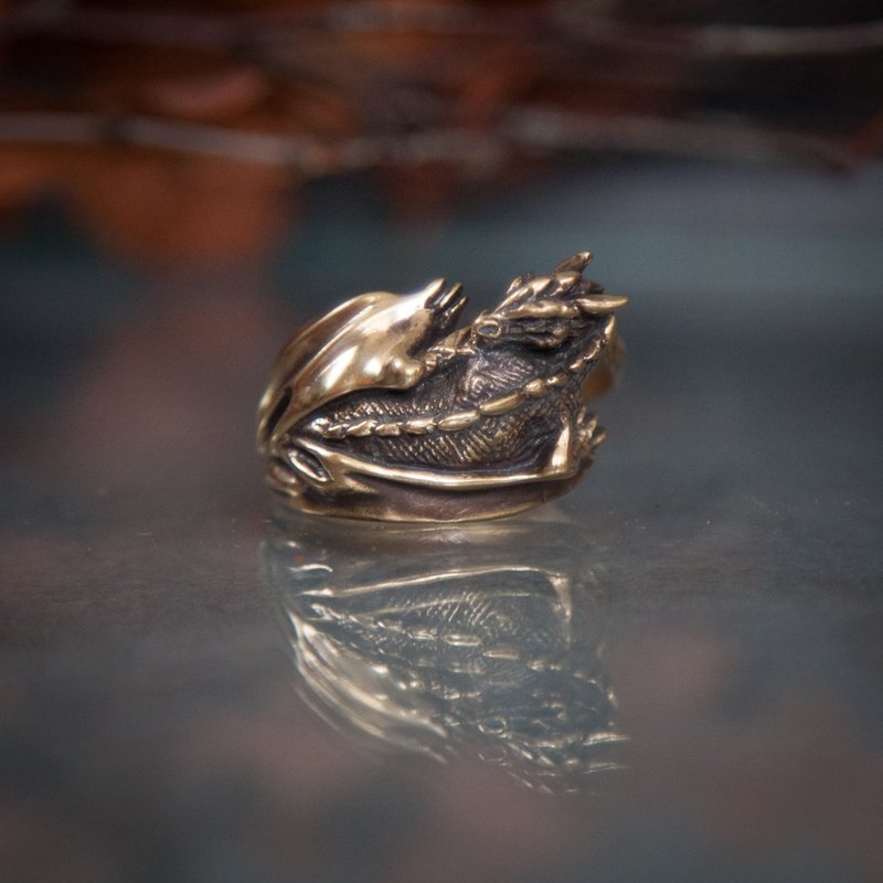 Dragon ring. Handmade jewelry. Pagan art. Gothic style. Massive Dragon jewelry. - 戒指 - 其他金屬 橘色
