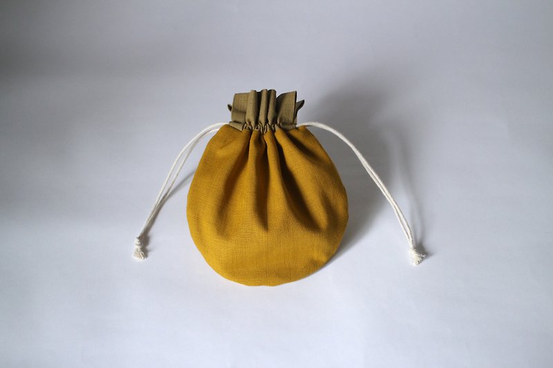 Small Beam Pocket Organizer / Mustard Color - Toiletry Bags & Pouches - Cotton & Hemp Yellow