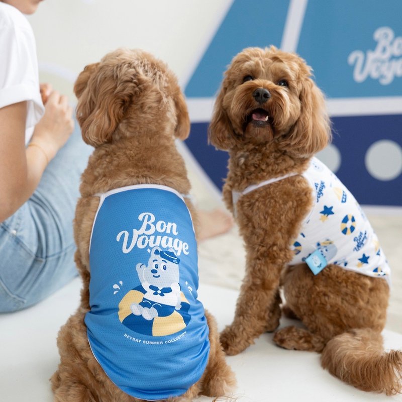 Bon Voyage 夏日涼感系列 毛孩涼感衣 大圖款 - 寵物衣服 - 聚酯纖維 藍色